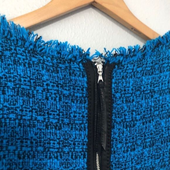 Rebecca Taylor blue and black tweed leather dress SZ 4 - Picture 10 of 10